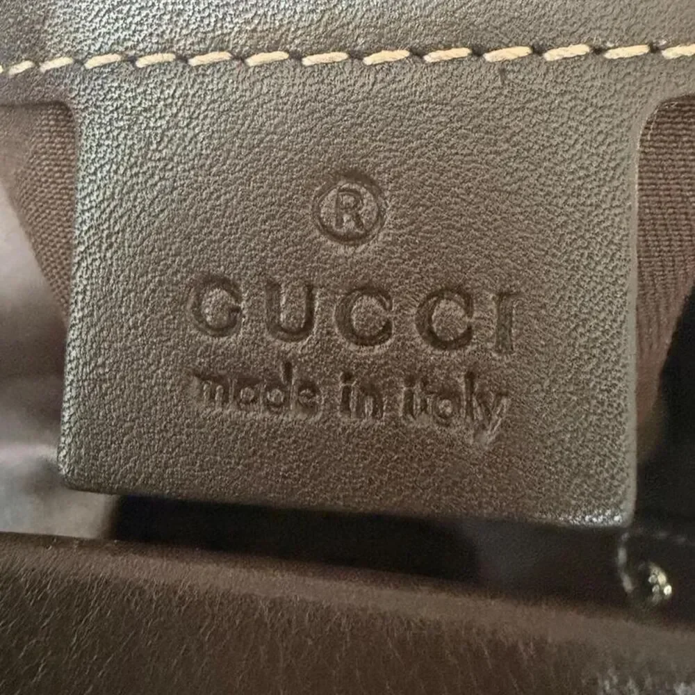 Gucci GG Crystal Mix Hobo Bag Brown Monogram Coated Canvas Leather Shoulder